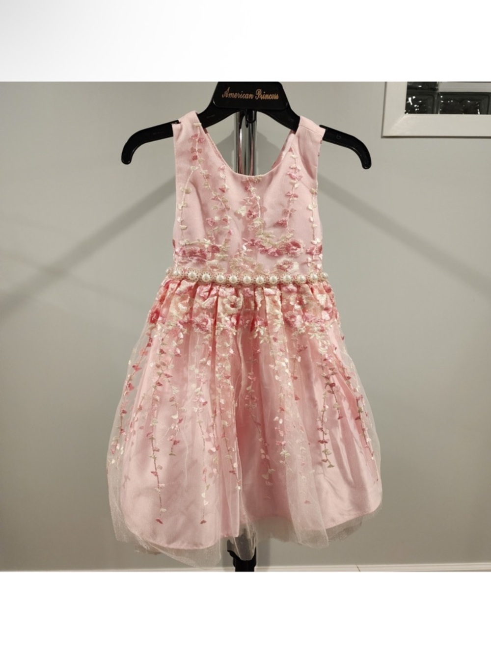 American Princess Blush Pink Floral Appliqué Tulle Dress